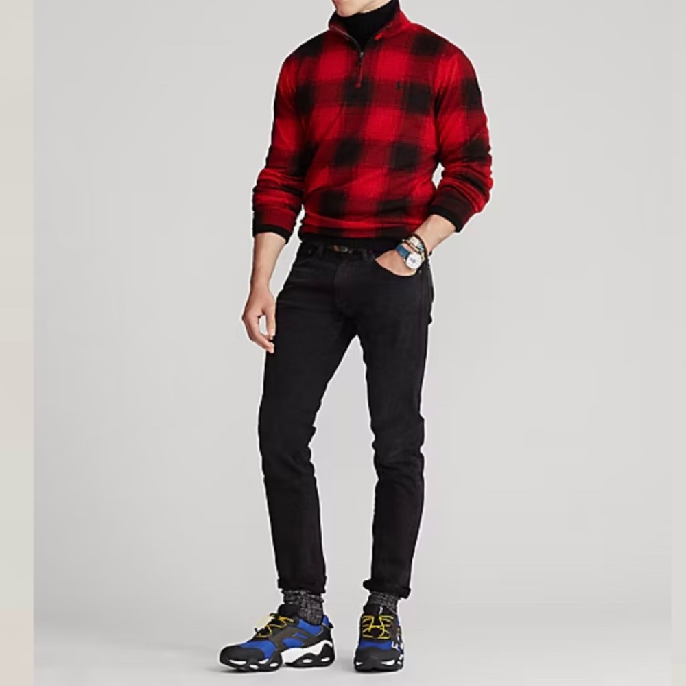 Polo Ralph Lauren Buffalo Check Estate Rib Pullover for Men's Long Sleeve Size L